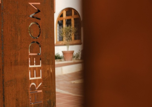 Freedom Sign in the gardens at Sanctuary Mandela